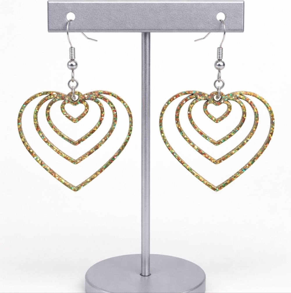 Gold Heart Drop Earrings